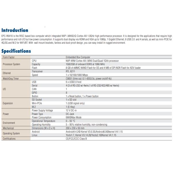 Advantech Embedded PCs EPC-R Series EPC-R4680WQ-XAA1E