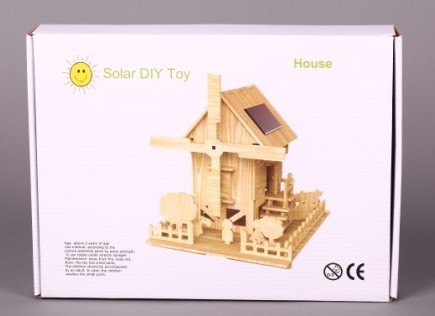 Promotion 3D Wooden Puzzle Solar Toy Powered Solar DIY Wooden Toy House Model Wood Craft Assembly