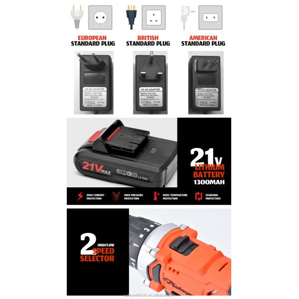 21Volt Cordless Power Tools Combo Kits 41PCS Lithium Ion Battery Operated Drill Machine