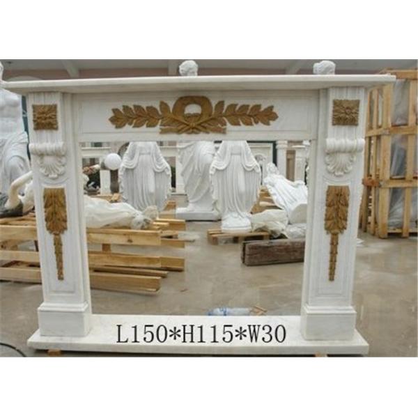 Customized Size Marble Fireplace Surround With Carved Flower Design