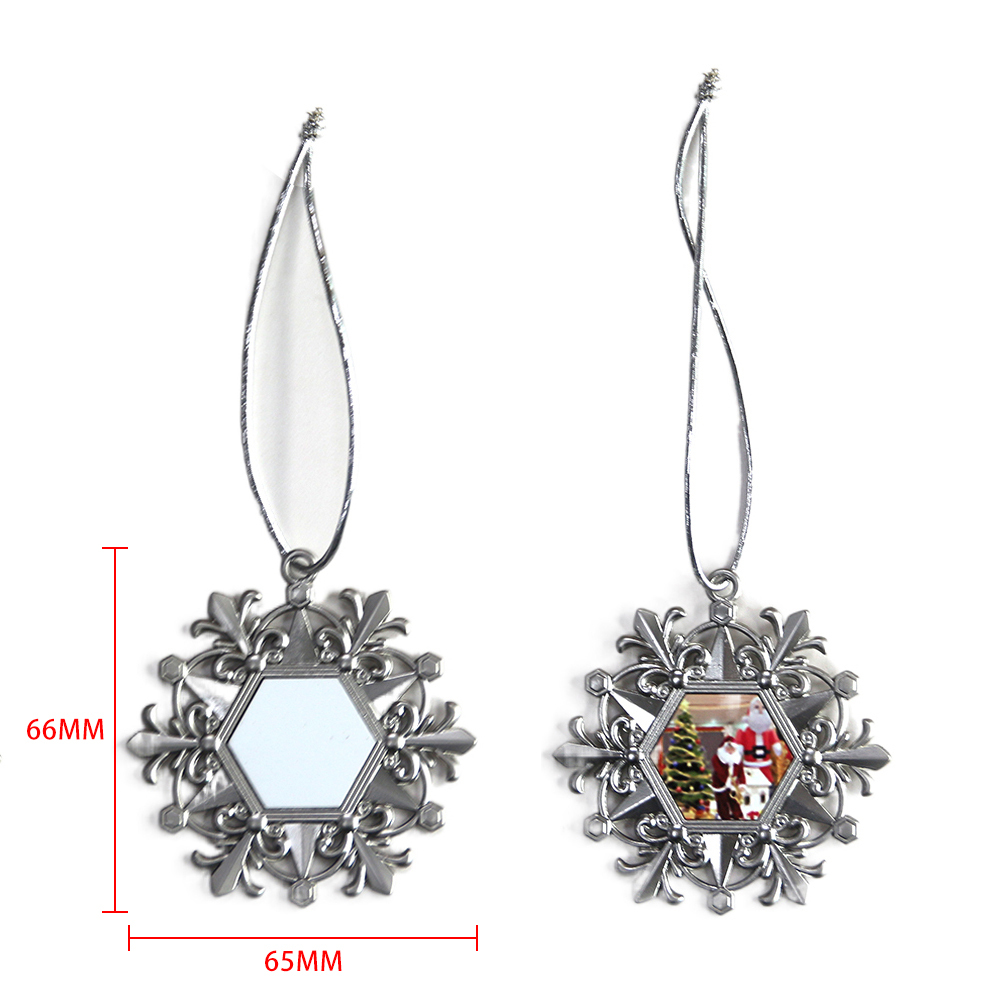 Diy Printable Blank Metal Sublimation Christmas Hanging Snowflake Ornament Sublimation Tree Decorations
