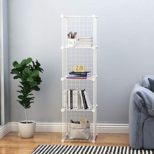 White Multi Use DIY 4 Cube Metal Wire Powder Coated Storage Shelves