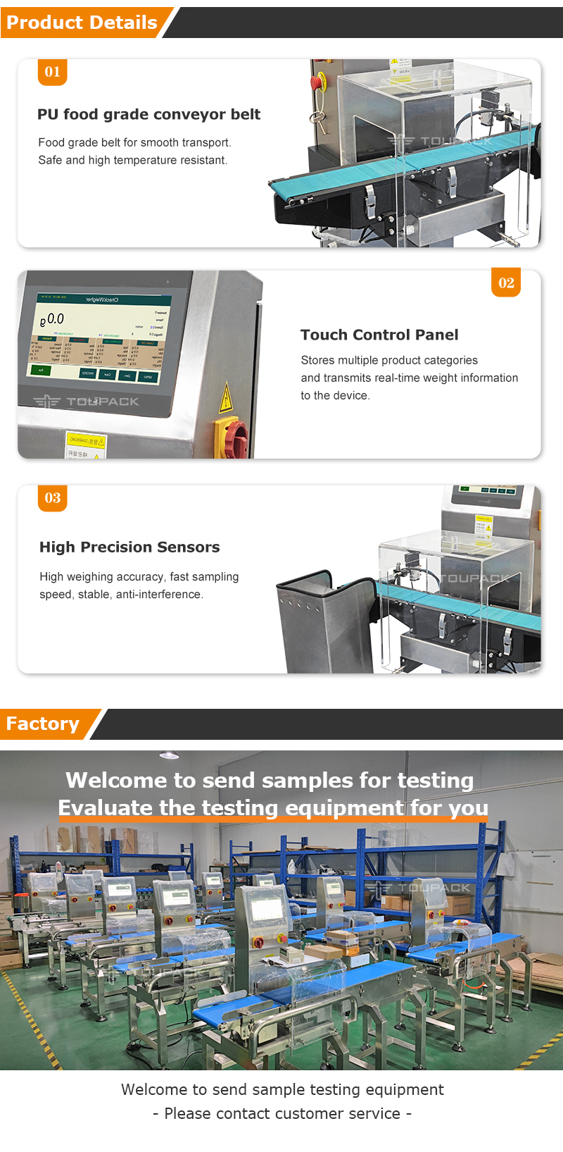 Packed Food Check Weigher Belt Conveyor Automatic Checkweigher