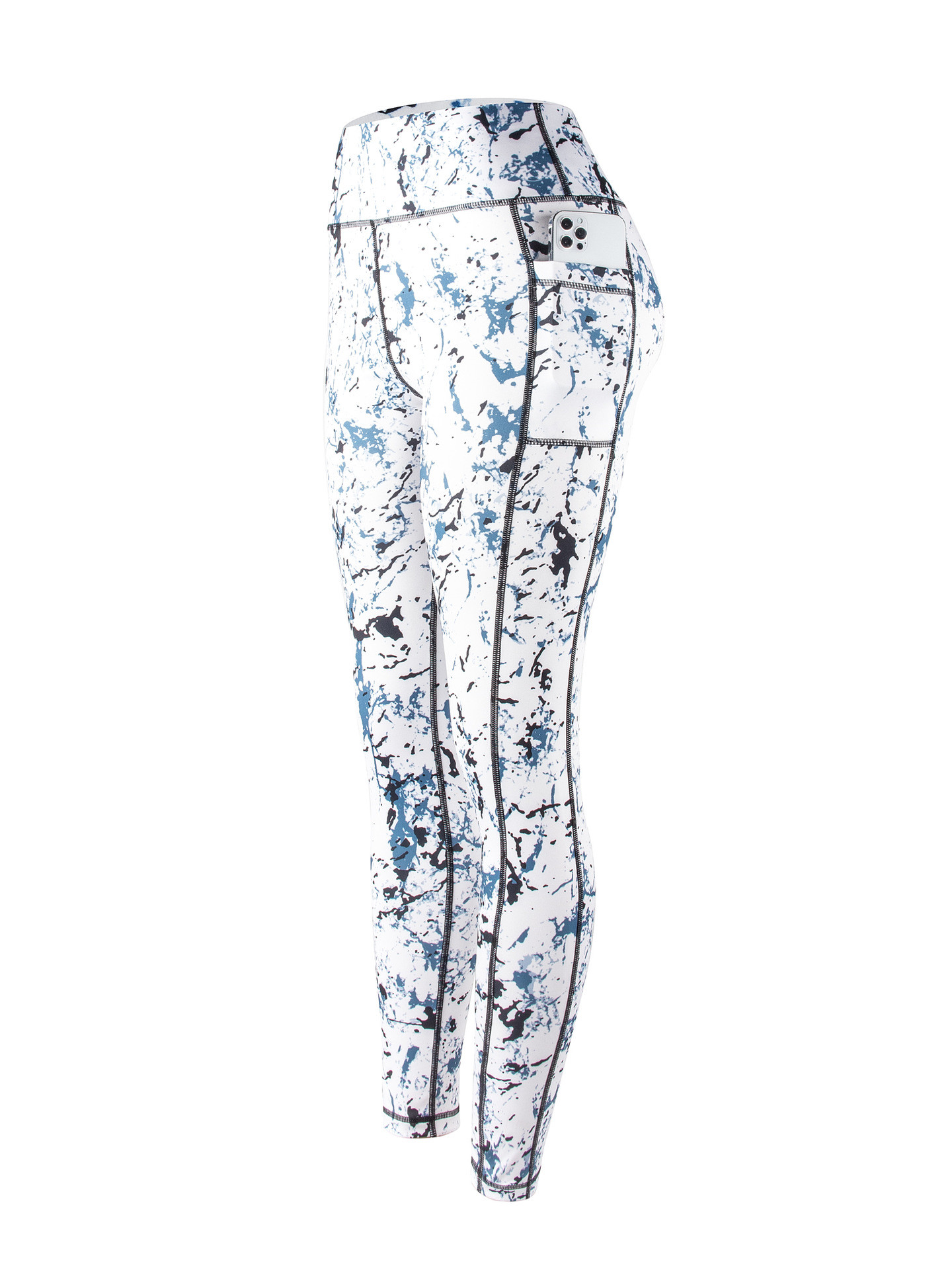 Women High Waist Leisure Fitness Yoga Pants With Pockets Tummy Control