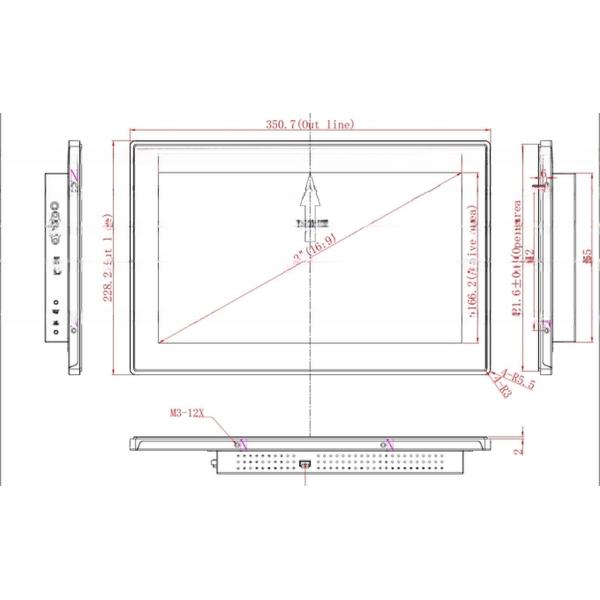 Embedded 13.3 Inch Industrial Multi Touch Panel Computer Windows 10