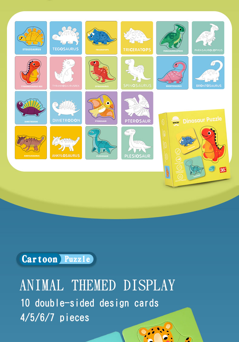 Muti Functional Cartoon Dinosaur Diy Drawing Montessori Educational Learning Jigsaw Puzzle Board Game Toys for Boys Girls