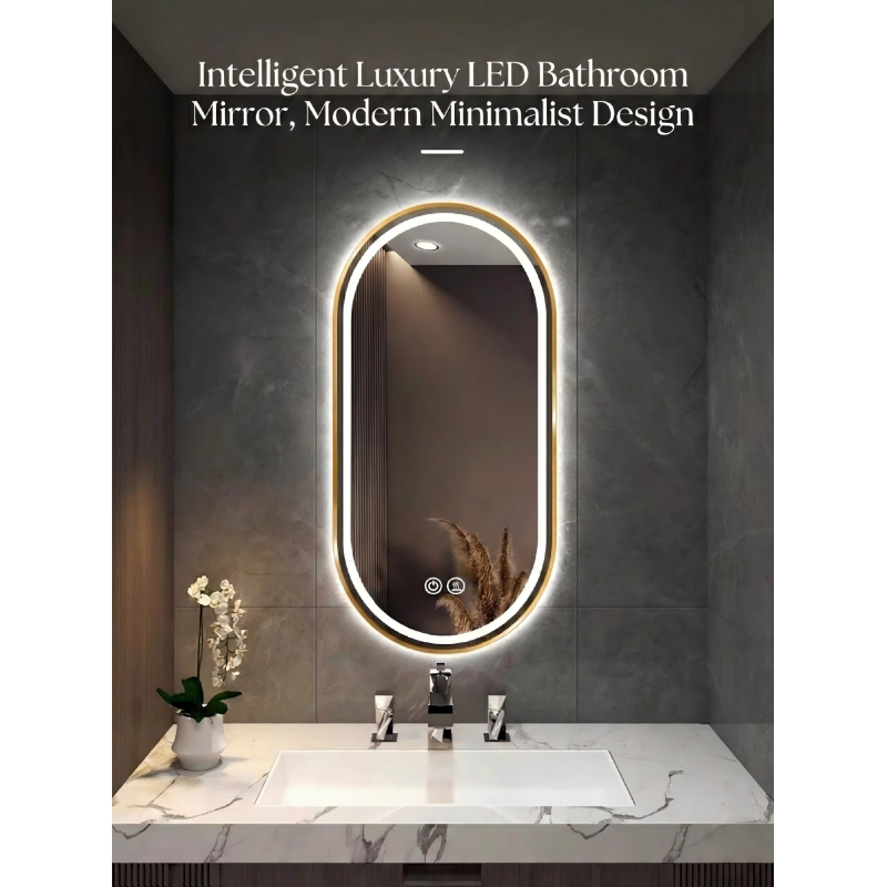 Kingstin Premium Oval LED Vanity Mirror | Custom Metal Frame Smart Bathroom Mirror | Wholesale & OEM/ODM Direct