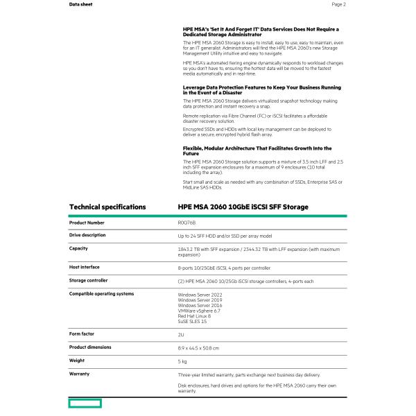 12TB SAS Dual Controller SAN Storage MSA2060 Enterprise