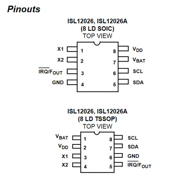 12026 Clock Timer Ics ISL12026IBZ T7A Smd Chip SOIC 8 Backup Switching Battery