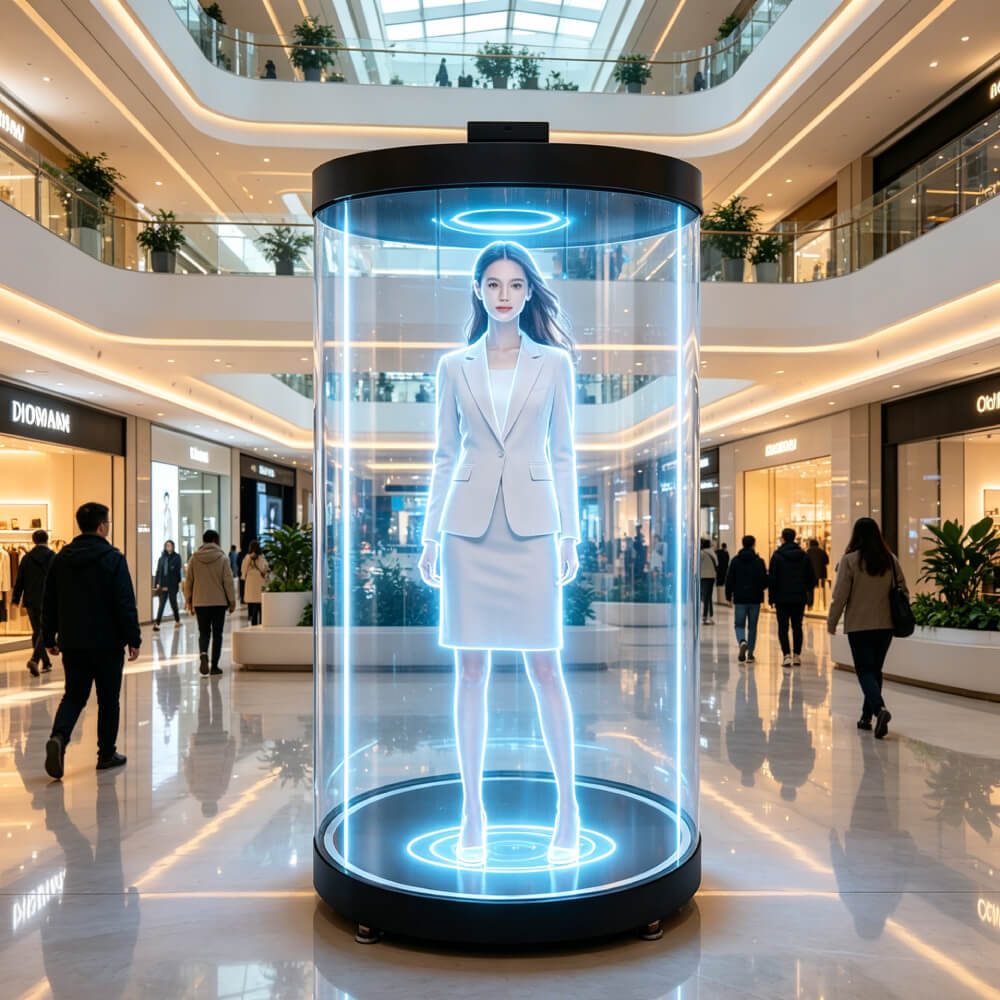 75 Inch 3D Holographic Transparent Showcase All In One Digital Human Display Android AI Touch Screen Kiosk For Commercial Exhibition Real Estate