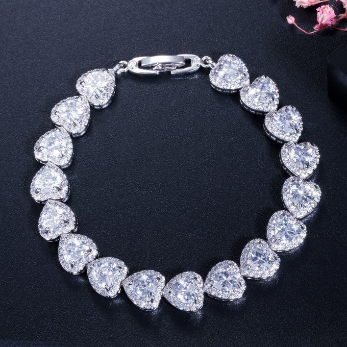 Elegant Prom Party Bracelets Jewelry Heart Shape Bracelets Blue Purple Red Green Yellow Crystal Stone Charm Bracelets