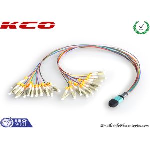 QSFP Fiber MPO MTP Patch Cord , MTP To LC Breakout Cable 24 Fan Out
