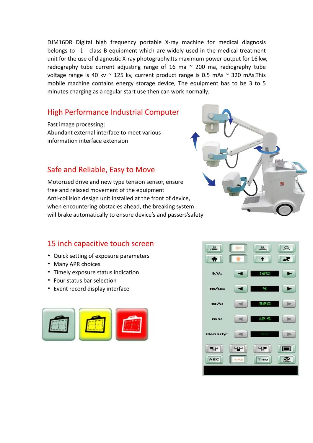 Digital High Frequency Portable X-ray Machine for Medical Diagnosis