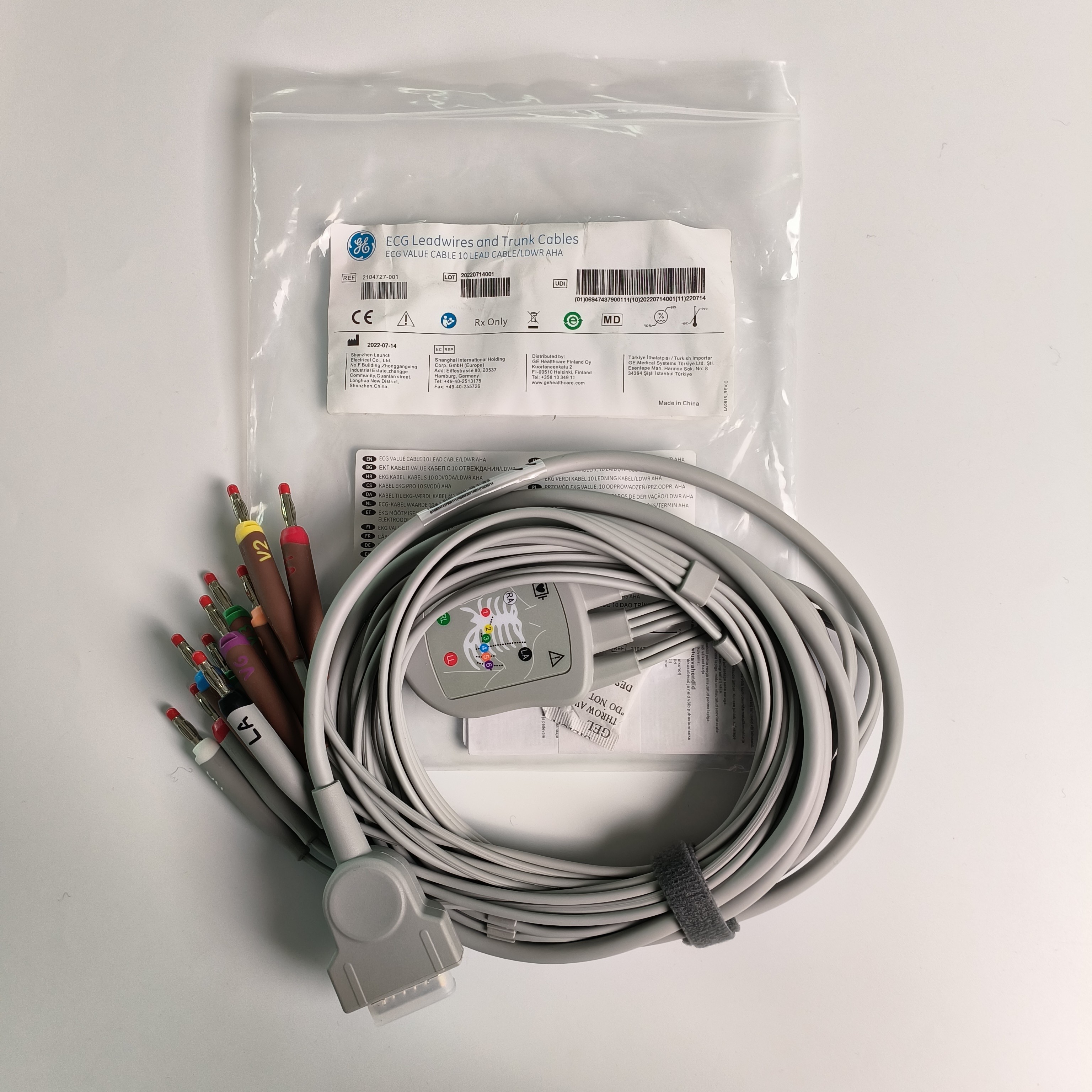 Electrocardiogram Machine Integrated 12 Lead Wire 15 Pin Banana Head 4.0 Chest Guide 3.2M