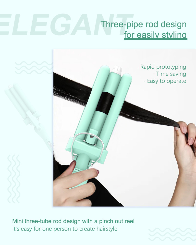Home Use Mini 3 Barrels Wave Hair Curler 110v-240v 50HZ/60HZ
