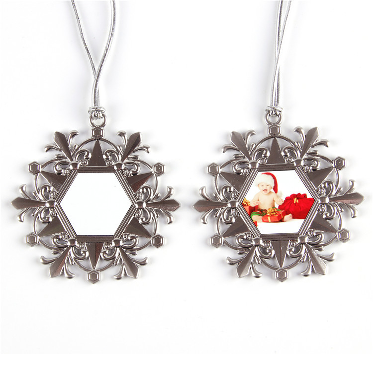 Quality Diy Printable Blank Metal Sublimation Christmas Hanging Snowflake Ornament Sublimation Tree Decorations for sale