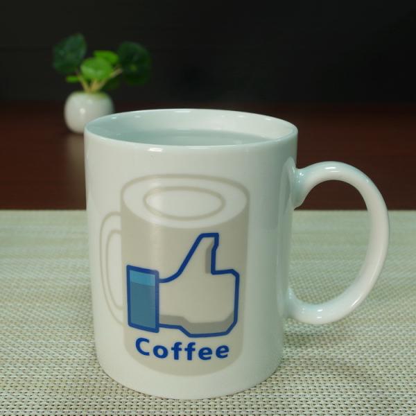 White ceramic heat sensitive color changing mugs custom company logo