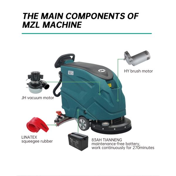 Automatic Walk Behind Floor Scrubber Machine 500W for Restaurant