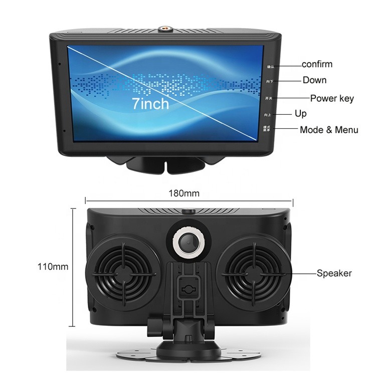 7inch Android GPS Navigation Full HD Truck Car DVR Camera Dash Cam 2CHs