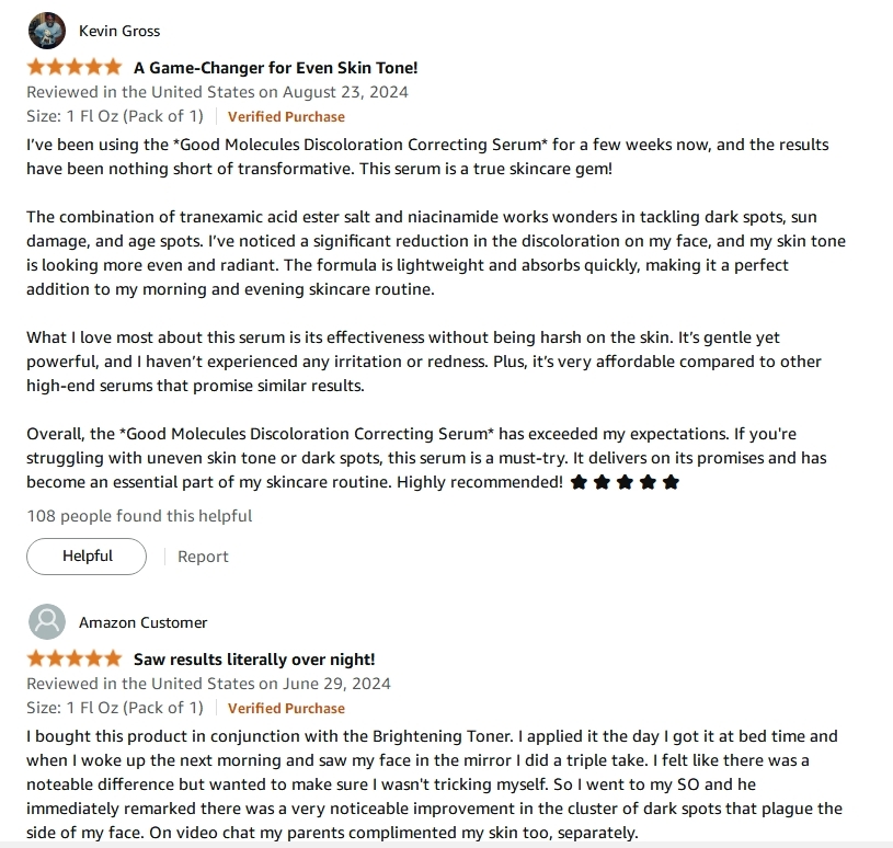 Alcohol Free Skin Molecules Discoloration Correcting Serum Tranexamic Acid Niacinamide For Dark Age Spots