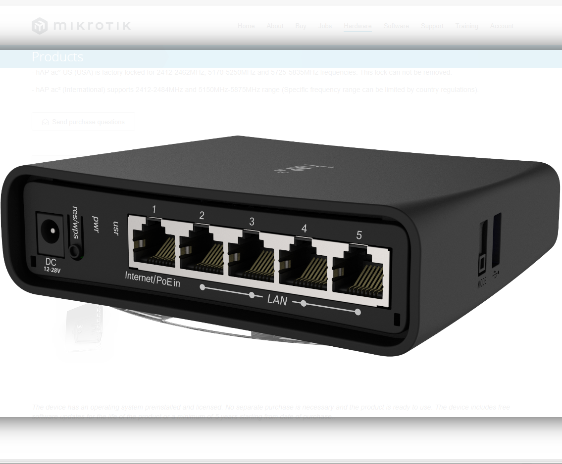 RBD52G-5HacD2HnD-TC Dual-Band 2.4/5GHz AP with 5 Gigabit Ethernet Ports and 3G/4G USB