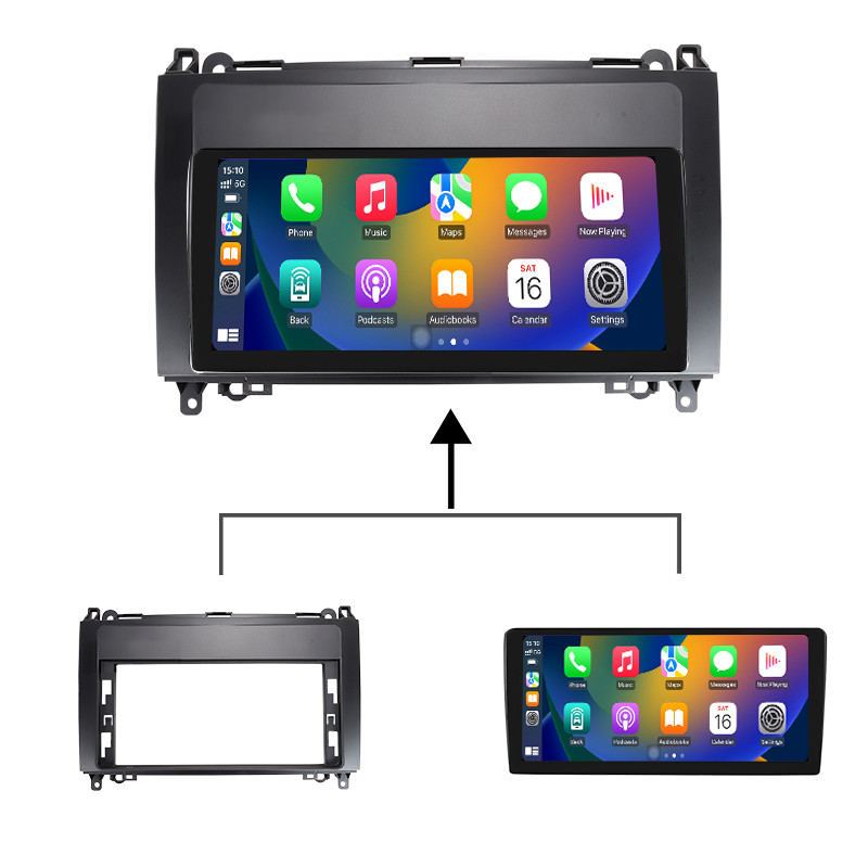 Yuecai 12.3inch Car Frame Fascia Adapter Android Radio Dash Fitting Panel Kit For Mercedes-Benz B200 2004-2012