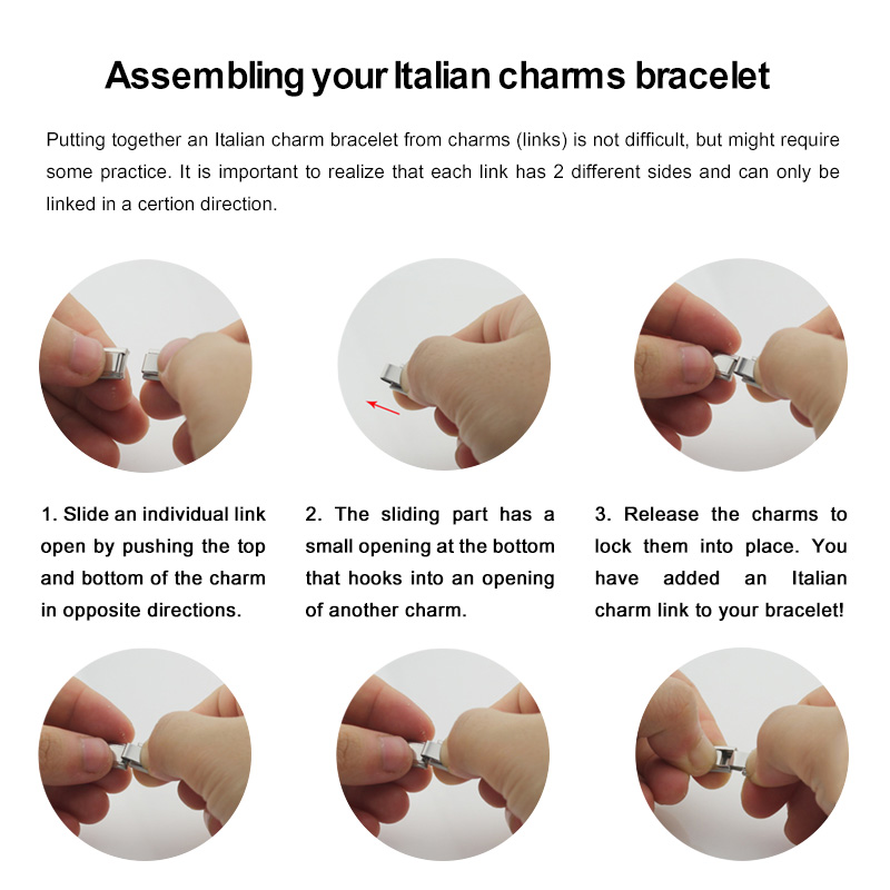 DIY Fashion YIWU Italian Charm Stainless Steel Gold Clover Bow Sun Gem Italian Charm Bracelet