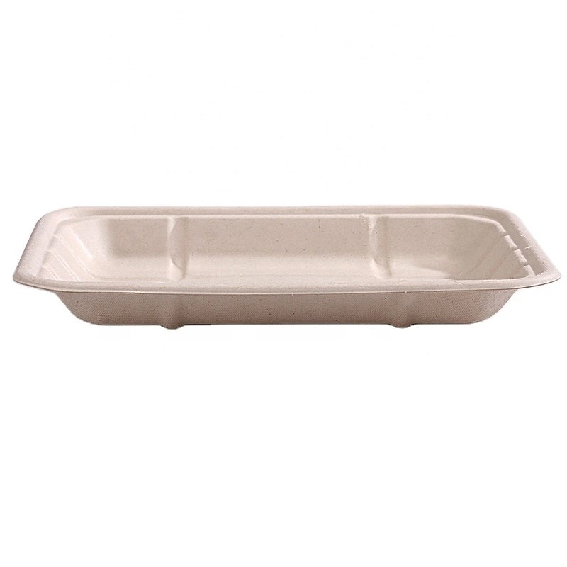 Disposable Biodegradable Sugarcane Bagasse Tray Recycled Paper Food Tray