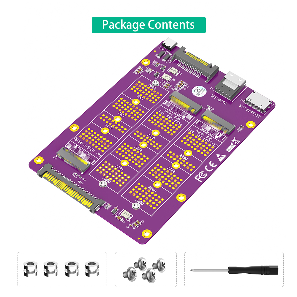 M.2 NVMe to SFF-8611/8654/U.2 Adapter 6Gb/s Bandwidth
