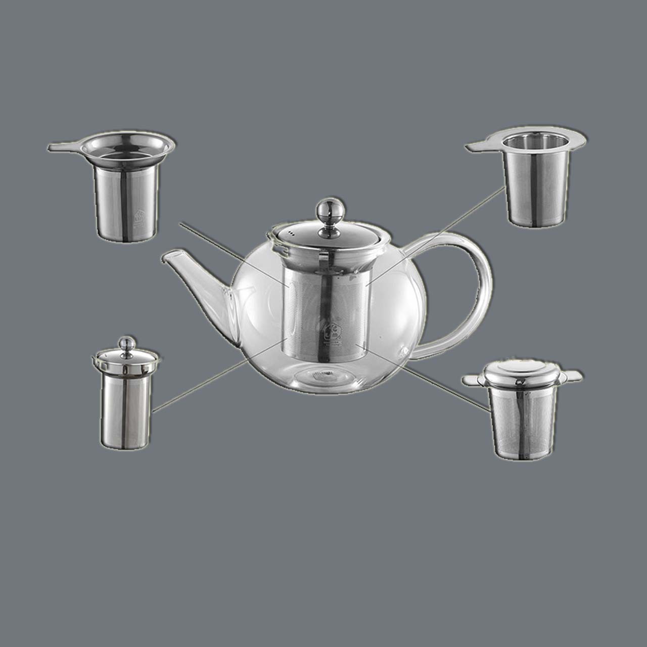 Professional Chemical Etching Stainless Steel Glass Teapot for Tea Making