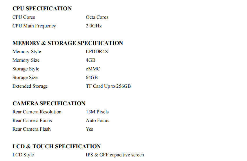 Mobydata V2S PDA TECHNICAL SPECIFICATION