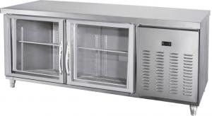 350W Under Counter Freezer  , Glass Door With LED Light Stainless Steel Kitchen Working Table Chiller