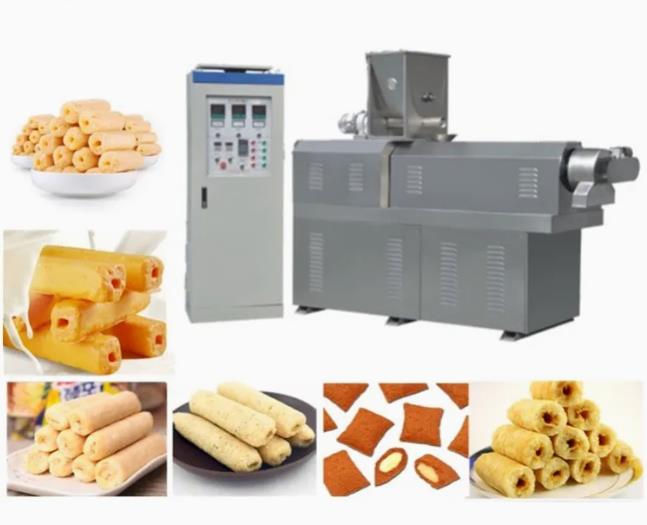 Puffed food extruder Machine / frying snack food processing line