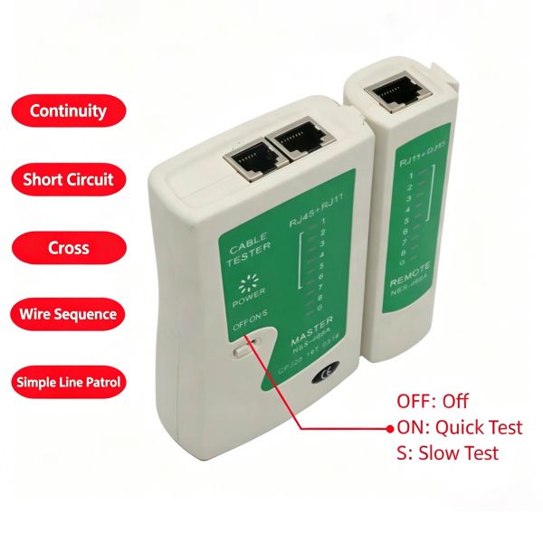 Cat5, Cat5e, Cat6, Cat6a LAN RJ45 Network RJ11 / RJ12 Cable Tester