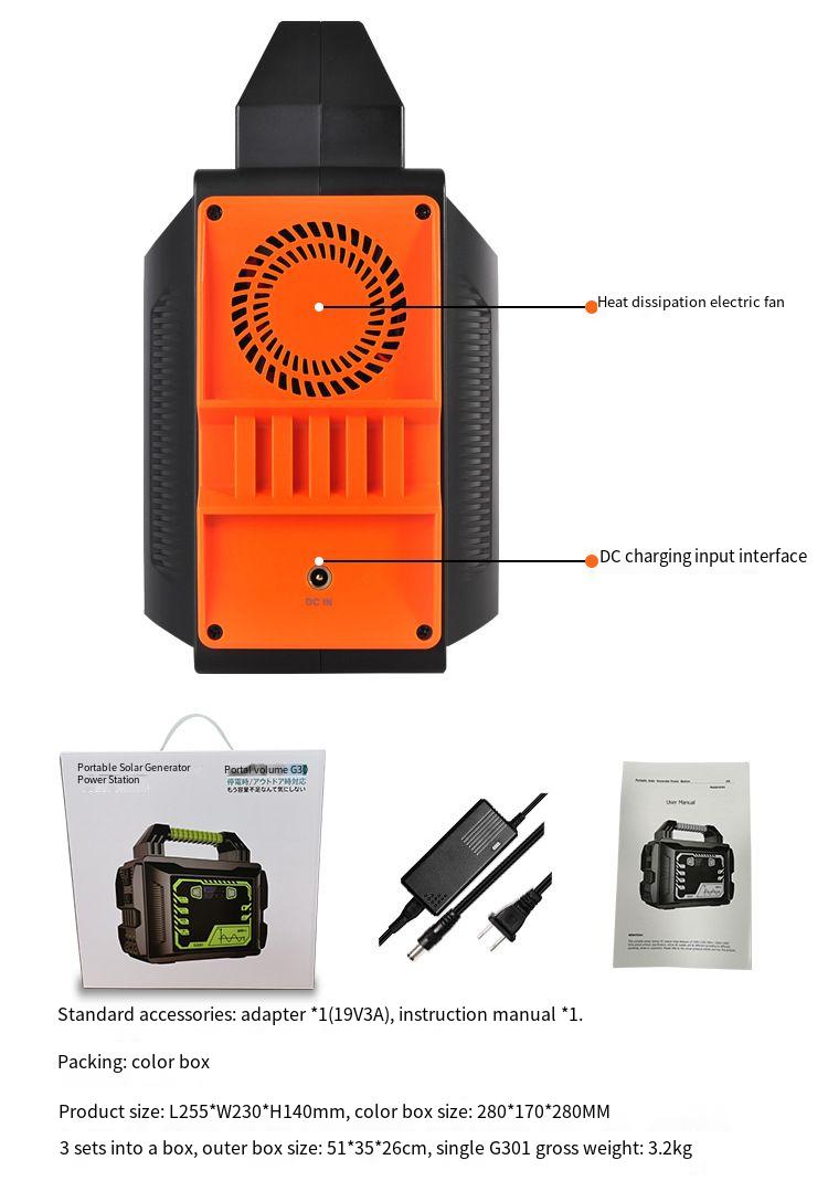 Portable solar mini power station energy storage power supply with USB/DC/TYPE-C/QC3.0 interfaces