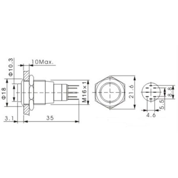 Self Locking Metal LED Push Button Switch Durable Normal Open Normal Chosed