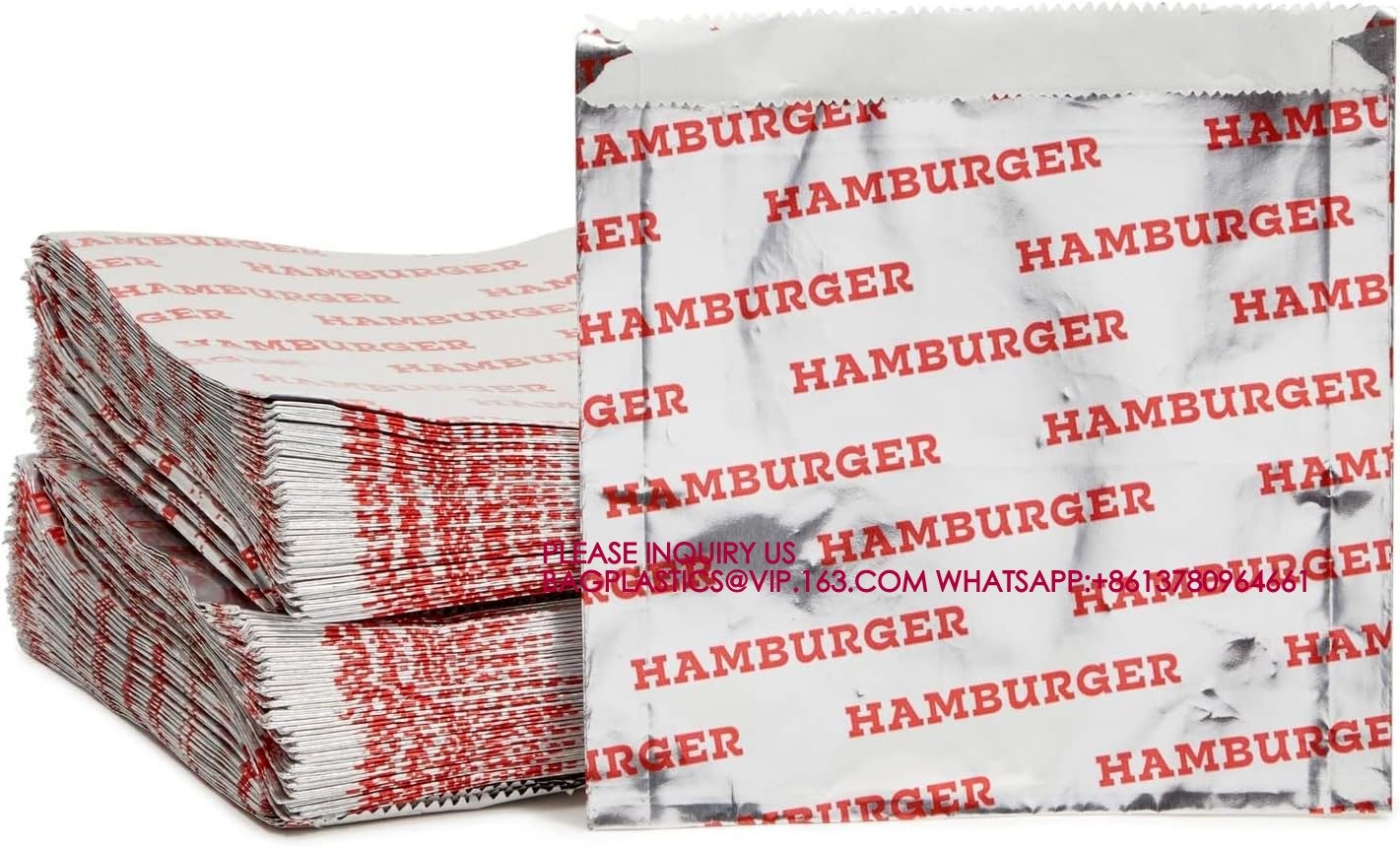 Foil Paper Hot Dog Holders Hamburger Wrapper Combination Pack, Grease Resistant Food Bag