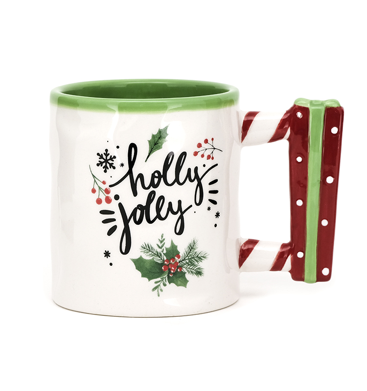 coffee bulk mugs Christmas 10OZ ceramic mug with 3D holder porcelain christmas dinnerware