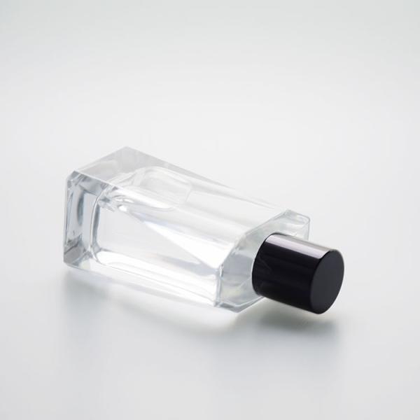 Unique Perfume Glass Bottle 100 ml with Black Aluminum Perfume Cap