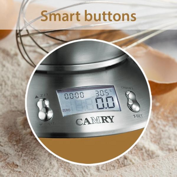 Multifunction Kitchen Scale with Lid Maximum Weight Recommendation 5kg Stainless Steel Food Scale and Digital Thermometer