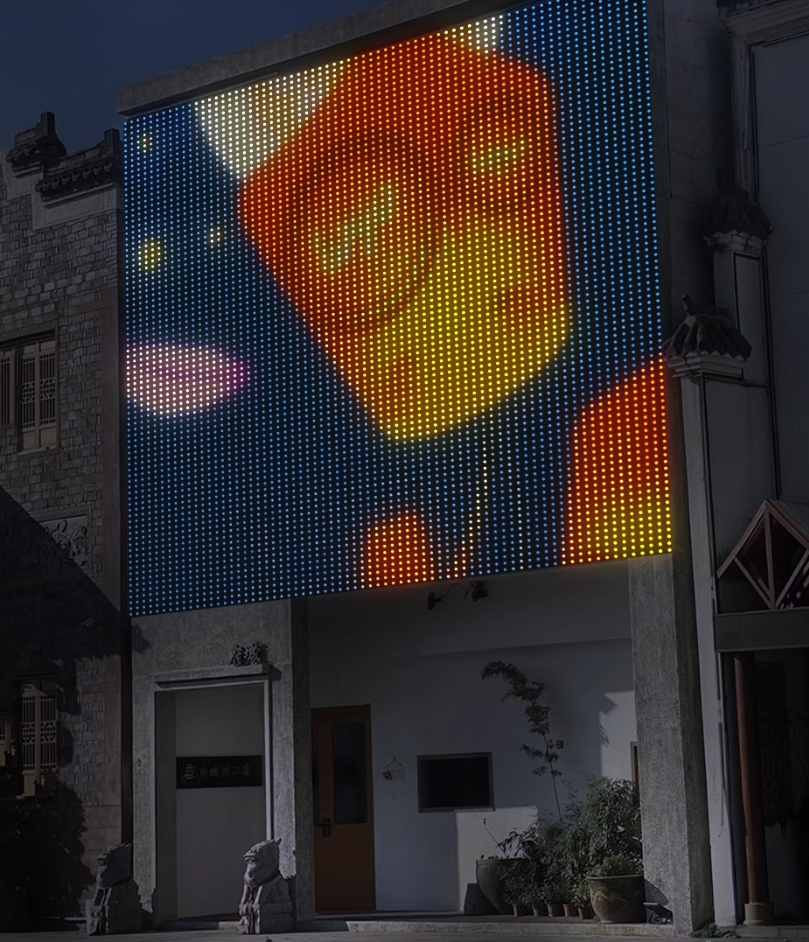 Full Color RGB P50 SMD5050 LED Mesh Screen DMX 512 Control Flexible IP67 Outdoor Video Wall