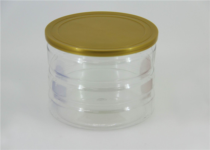 Clear Plastic PET Easy Open Can 500ml Round Candy Tubes Packaging SGS Certificate