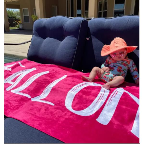 Personalized Pool Towel Microfiber Beach Towel with Bold Font Style and Custom Name