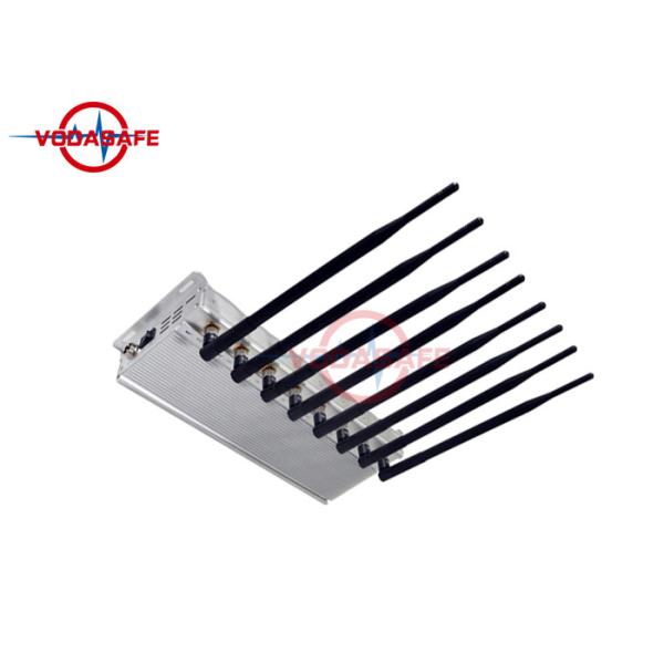 Silver Color Cell Phone Signal Jammer , Mobile Phone Blocking Device Adjustable Jamming Range