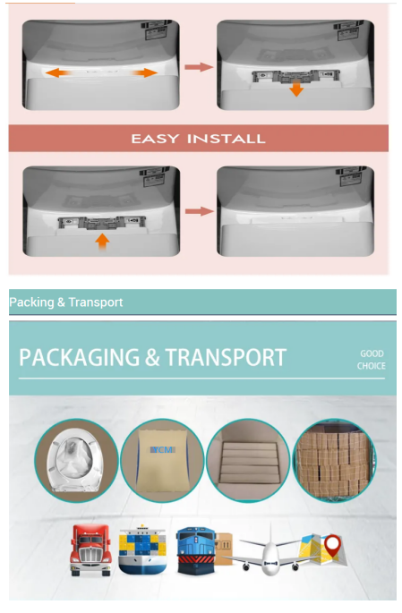 Rectangular Slow-Close Plastic Toilet Seat Cover With Strength Fixing And Soft Seal
