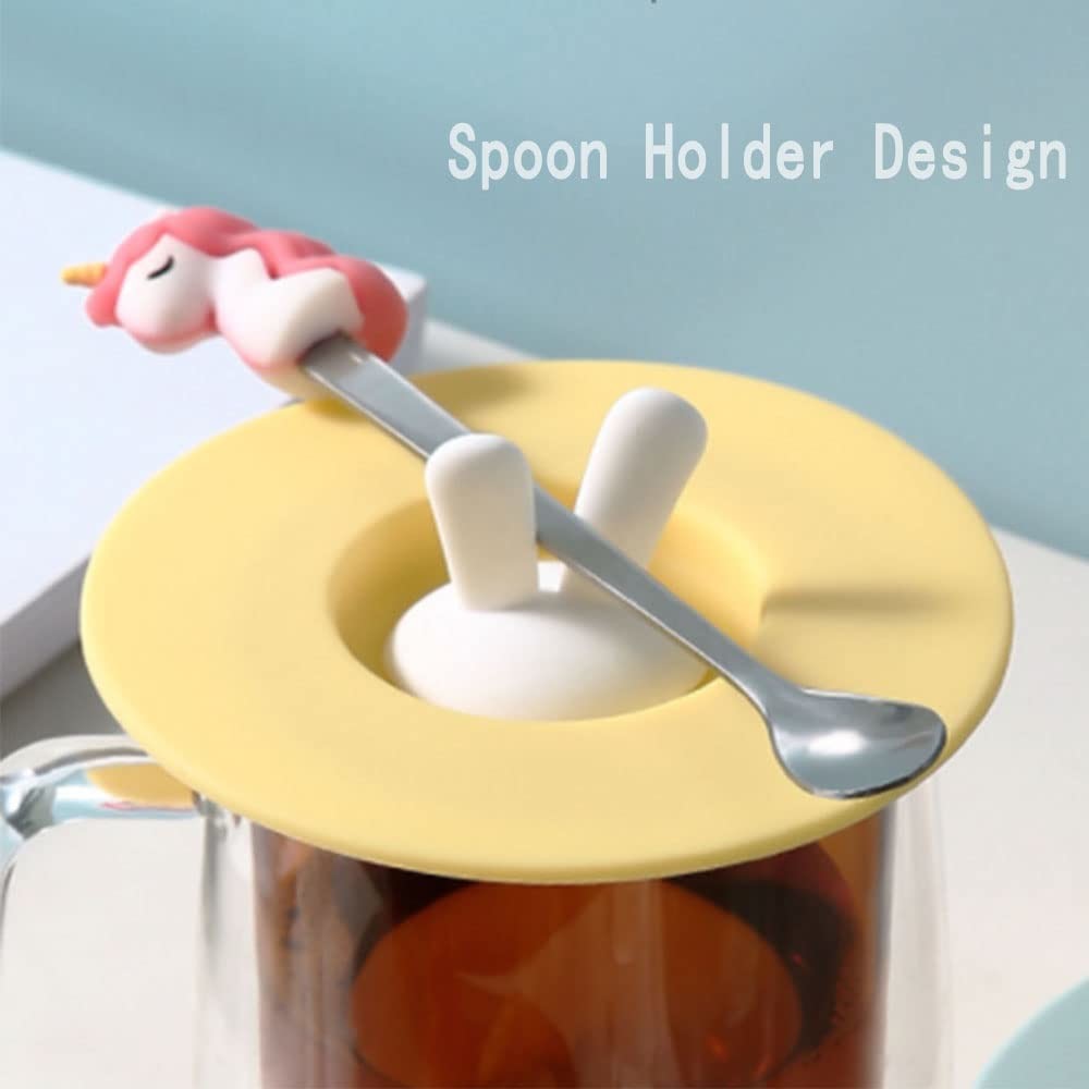 Silicone Cup Lids Food Grade Rabbit Ear Silicone Cup Cover Anti-Dust Airtight Seal Mugs Tea Cups Hot Cup Lid Coffee Cup