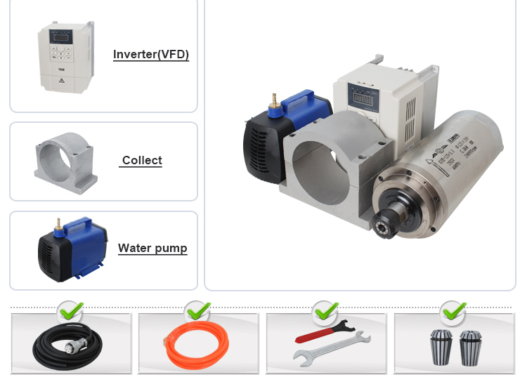 24000rpm High Speed 5.5kw Water Cooled Spindle Motor for CNC Router Stable Performance