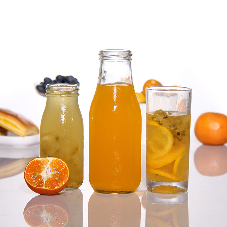 China 500ml Clear Juice Bottle Airtight Glass Juice Containers Decal Printing on sale