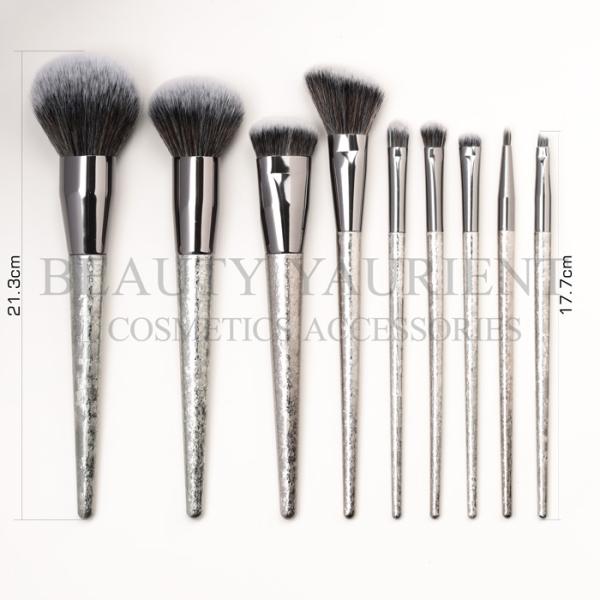 Private Design Basic Makeup Brush Set With Irregular Grains Plastic Handle