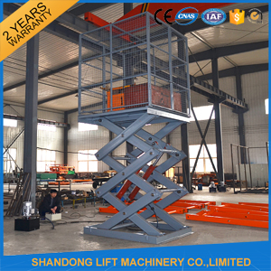 Stationary Hydraulic Scissor Lift , 4.8m Height Material Loading Warehouse Industrial Lift Table